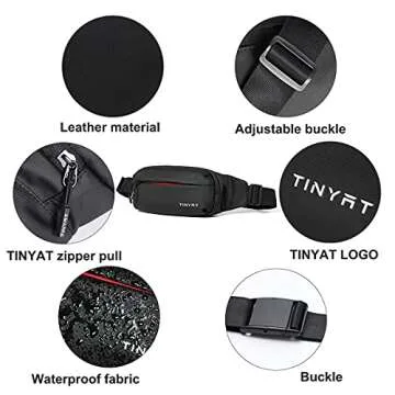 TINYAT Travel Fanny Pack Waist Pack Fashion waterproof Sling Pocket Super Lightweight T2012 (Black/2012)