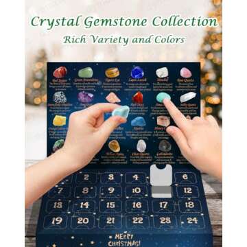 Crystal Advent Calendar 2024, Rock Advent Calendar 2024 Adult, Kids, Boys, Girls, Teen Girls, Women Healing Crystal Gemstone Advent Calendar 2024, 24 Kinds of Crystals and Gem Rocks Collection
