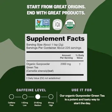 FGO Organic Gunpowder Green Tea Premium Loose Leaf 16oz