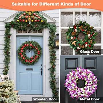 12" Clear Wreath Hanger - 2 Pack Non-Scratch Over Door Hooks