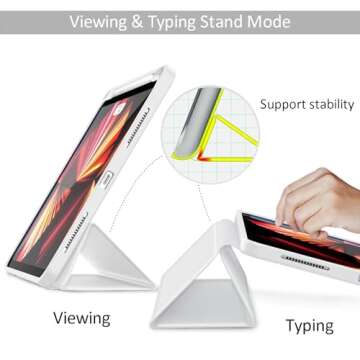 Gahwa New iPad Pro 11 Inch Case 2022(4th Gen)/2021(3rd Gen)/2020(2nd Gen)/2018(1st Gen) with Pencil Holder [Support iPad 2nd Pencil Charging/Pair],Trifold Stand Smart Case, Auto Wake/Sleep(Gray)