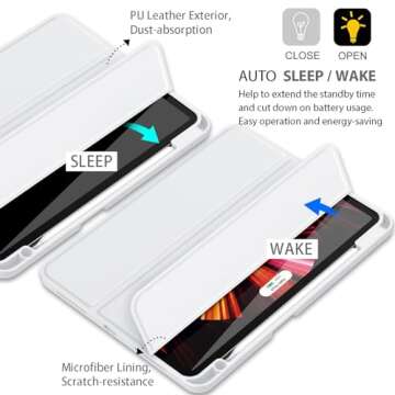 Gahwa New iPad Pro 11 Inch Case 2022(4th Gen)/2021(3rd Gen)/2020(2nd Gen)/2018(1st Gen) with Pencil Holder [Support iPad 2nd Pencil Charging/Pair],Trifold Stand Smart Case, Auto Wake/Sleep(Gray)