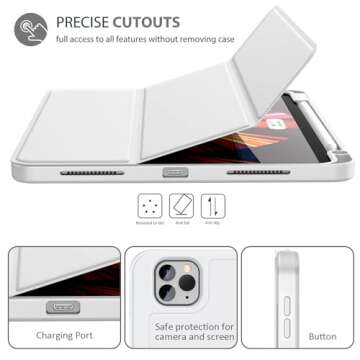 Gahwa New iPad Pro 11 Inch Case 2022(4th Gen)/2021(3rd Gen)/2020(2nd Gen)/2018(1st Gen) with Pencil Holder [Support iPad 2nd Pencil Charging/Pair],Trifold Stand Smart Case, Auto Wake/Sleep(Gray)