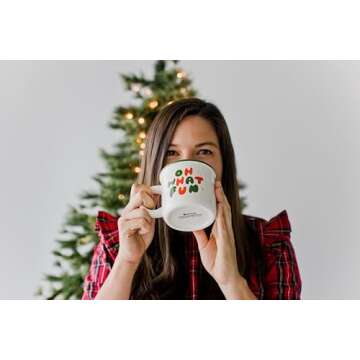 Pearhead Hoh What Fun Christmas Camper Mug - Festive Holiday Coffee Cup