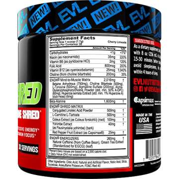 EVL Ultimate Pre Workout Powder - Thermogenic Fat Burner Preworkout Powder Drink for Lasting Energy ...