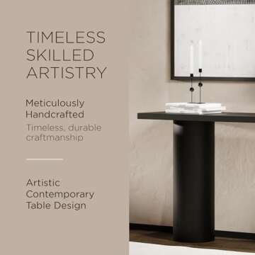 Maven Lane Lana Contemporary Wooden Console Table in Refined Black Finish - Narrow Wall Table for Front Door Entrance, Entryway, Foyer, or Living Room