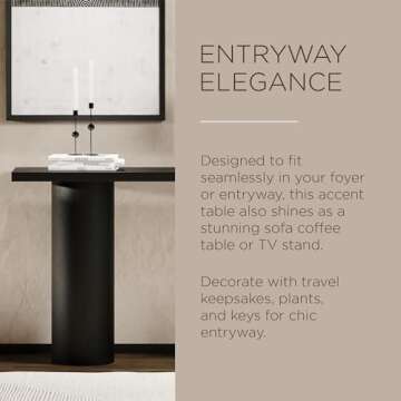 Maven Lane Lana Contemporary Wooden Console Table in Refined Black Finish - Narrow Wall Table for Front Door Entrance, Entryway, Foyer, or Living Room