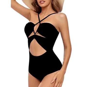 Eomenie Women's Stylish Criss Cross One Piece Swimsuit