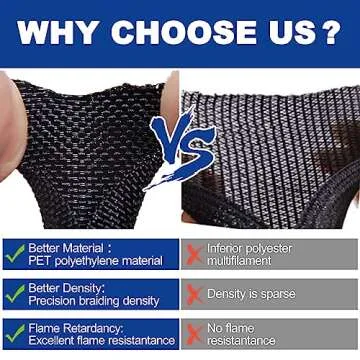 Split-Sleeve Wire Loom for High-Temperature Automotive Harness and Home Cable Management, 25ft - 1/2 inch Braided Cable Management Sleeve Cord Protector, Self-Wrapping Split Wire Loom