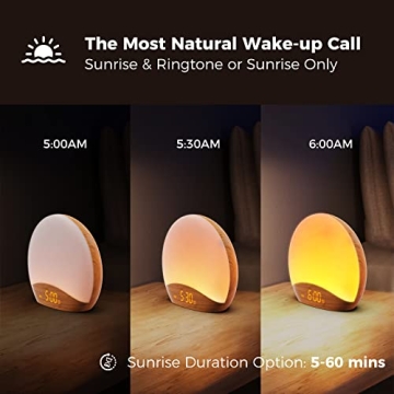 REACHER Sunrise Alarm Clock with 26 Sleep Sounds & Dimmable Light