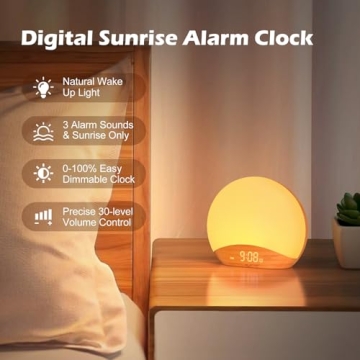 REACHER Sunrise Alarm Clock with 26 Sleep Sounds & Dimmable Light