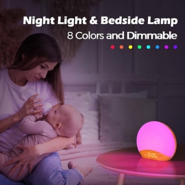 REACHER Sunrise Alarm Clock with 26 Sleep Sounds & Dimmable Light