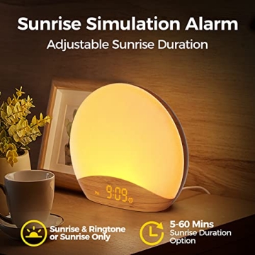 REACHER Sunrise Alarm Clock with 26 Sleep Sounds & Dimmable Light