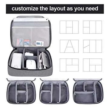 BUBM Electronic Organizer, Double Layer Travel Accessories Storage Bag for Cord, Adapter, Battery, Camera and More-a Sleeve Pouch for iPad or up to 9.7" Tablet(Large, Denim Gray)