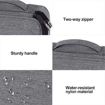 BUBM Electronic Organizer, Double Layer Travel Accessories Storage Bag for Cord, Adapter, Battery, Camera and More-a Sleeve Pouch for iPad or up to 9.7" Tablet(Large, Denim Gray)