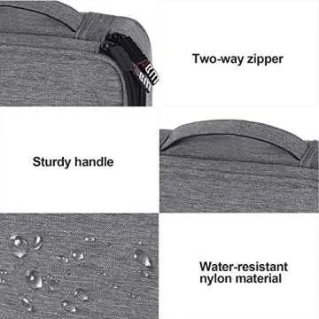 BUBM Electronic Organizer, Double Layer Travel Accessories Storage Bag for Cord, Adapter, Battery, Camera and More-a Sleeve Pouch for iPad or up to 9.7" Tablet(Large, Denim Gray)