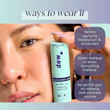 SpaLife Beauty Dew Hyaluronic Acid Hydrating Serum Stick Balm for Face –– For Moisture & Skin Strengthening – Targets Tightness, Dryness, Dehydration, & Dullness – Travel-Friendly – Multipurpose