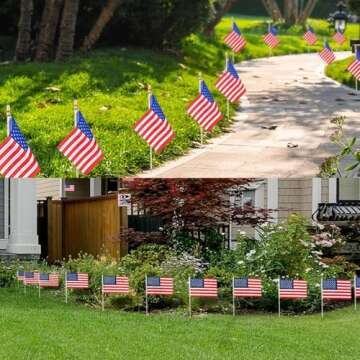 30 Pack Small American Flags on Stick Kids Safe Decorations