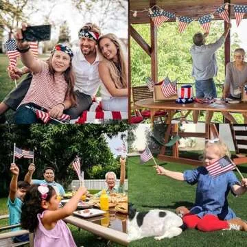 30 Pack Small American Flags on Stick Kids Safe Decorations