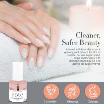 Cote resurface & repair base coat - 0.4oz Nail Stregthener - Nail Repair for Damaged Nails - Post Ge...