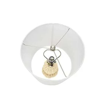 Creative Co-Op Boho Sculptural Woven Rattan Table Lamp with White Linen Shade, Natural