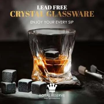 Royal Reserve Whiskey Glasses Set of 2 with Whiskey Stones & Coasters – Whiskey Set Gifts for Men ...