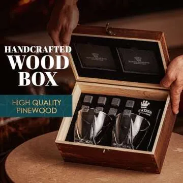 Royal Reserve Whiskey Glasses Set of 2 with Whiskey Stones & Coasters – Whiskey Set Gifts for Men – Whiskey Gift for Men Dad Boss Boyfriend on Retirement, Anniversary & Birthday