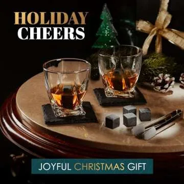 Royal Reserve Whiskey Glasses Set of 2 with Whiskey Stones & Coasters – Whiskey Set Gifts for Men – Whiskey Gift for Men Dad Boss Boyfriend on Retirement, Anniversary & Birthday