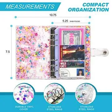 A6 Glitter Budget Binder with 12 Printed Budget Envelopes & Expense Budget Sheets Calendar, Planner/Money Organizer for Cash, Cash Envelopes for Budgeting and Saving Money