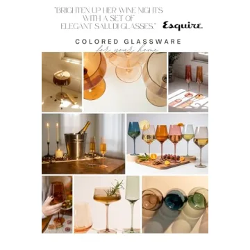 Saludi Colored Wine Glasses, 16.5oz (Set of 6) Stemmed Multi-Color Glass - Great for all Wine Types and Occasions - Luxury, Durable, Hand-Blown