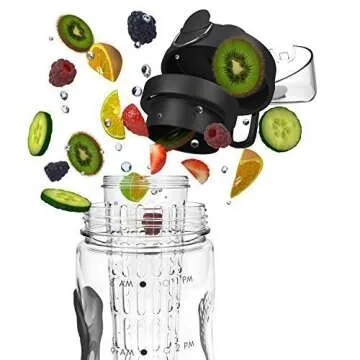 Bevgo Infuser Water Bottle – Large 32oz - Hydration Timeline Tracker – Detachable Ice Gel Ball With Flip Top Lid - Quit Sugar - Save Money - Multiple Colors with Recipe Gift Included