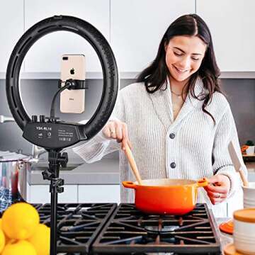Ring Light with Tripod Stand, Yesker 14 Inch LED Ringlight Kit with Phone Holder Adjustable Color Temperature Circle Lighting, Led Photo Beauty Ring Lights for Camera for Vlog, Makeup, Video Shooting