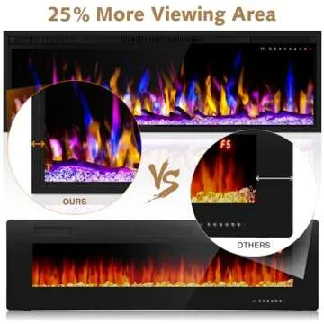 Smart 60" WiFi-Enabled Electric Fireplace Heater, Recessed in-Wall and Wall-Mounted Linear Fireplace,Compatible with Alexa,13 Adjustable Flame Color and 5 Brightness,1500/750 Watt Heater,Black