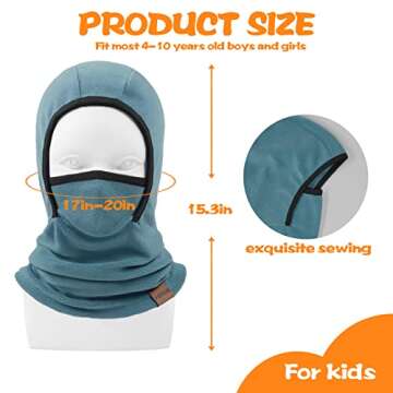 Kids Balaclava Ski Mask Winter Face Mask for Boys Girls Windproof Neck Warmer Gaiter Fleece Hood Face Cover for Cold Weather Purple, Blue