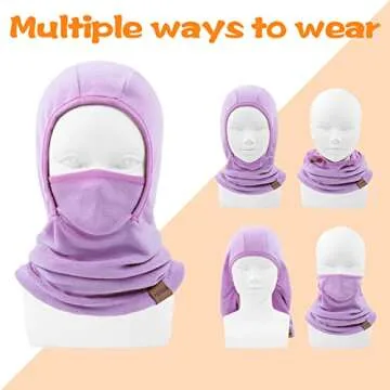 Kids Balaclava Ski Mask Winter Face Mask for Boys Girls Windproof Neck Warmer Gaiter Fleece Hood Face Cover for Cold Weather Purple, Blue
