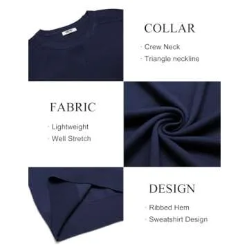 COOFANDY Mens Sweater Crewneck Pullover Long Sleeve Lightweight Sweater Plain Knit Silm Fit Navy Blue