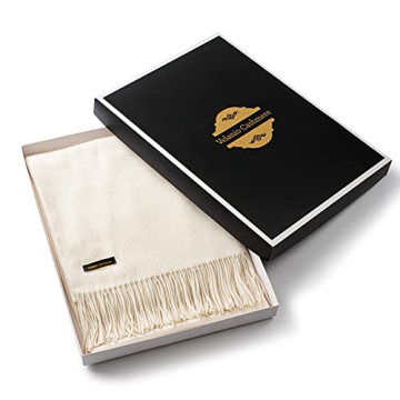 Ivory Velanio Cashmere Throw Blanket 100% Soft Warm Luxury