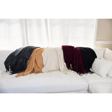 Ivory Velanio Cashmere Throw Blanket 100% Soft Warm Luxury
