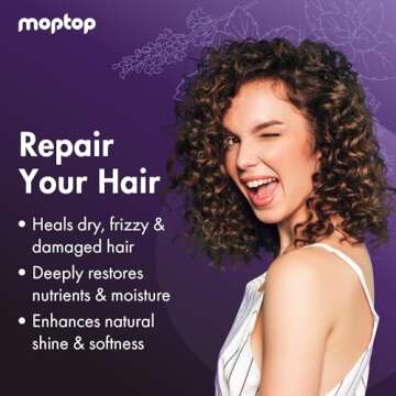 MopTop Salon Deep Conditioner - Intense Hydration for Dry Damaged Hair & Frizzy Curls (Lavender Mint...