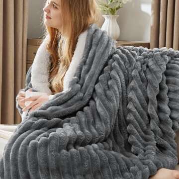 Bedsure Sherpa Throw Blanket - Ultra Soft Cozy Fleece, Stylish Dark Grey, 50x60 in