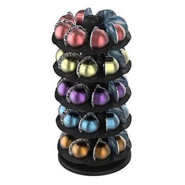 EVERIE Rotary Coffee Pod Capsules Carousel Holder Organizer Compatible with 40 Nespresso Vertuoline Capsules (Black)