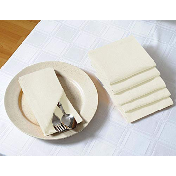 Cloth Napkin in Cotton Fabric -12x12 Ivory,Wedding Napkins, Cocktails Napkins, Cotton Napkins Machine Washable Dinner Napkins, Set of 6