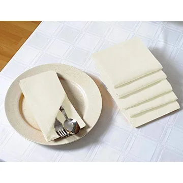 Cloth Napkin in Cotton Fabric -12x12 Ivory,Wedding Napkins, Cocktails Napkins, Cotton Napkins Machine Washable Dinner Napkins, Set of 6