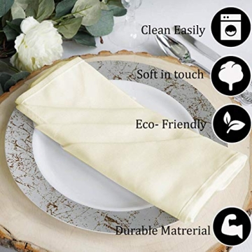 Cloth Napkin in Cotton Fabric -12x12 Ivory,Wedding Napkins, Cocktails Napkins, Cotton Napkins Machine Washable Dinner Napkins, Set of 6