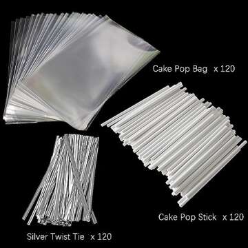 360 PCS Cake Pop Sticks and Wrappers Ties Kit - Perfect for Candy Making