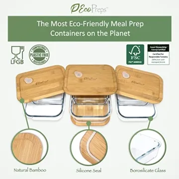 EcoPreps Glass Meal Prep Containers with Bamboo Lids