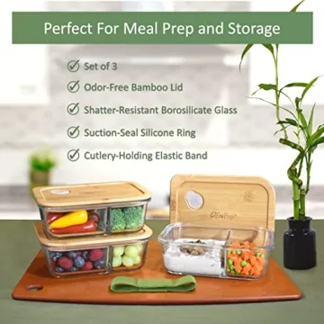 EcoPreps Glass Meal Prep Containers with Bamboo Lids