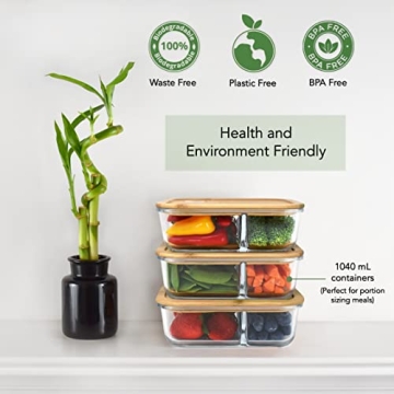 EcoPreps Glass Meal Prep Containers with Bamboo Lids