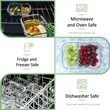 EcoPreps Glass Meal Prep Containers with Bamboo Lids