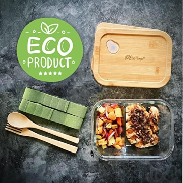 EcoPreps Glass Meal Prep Containers with Bamboo Lids
